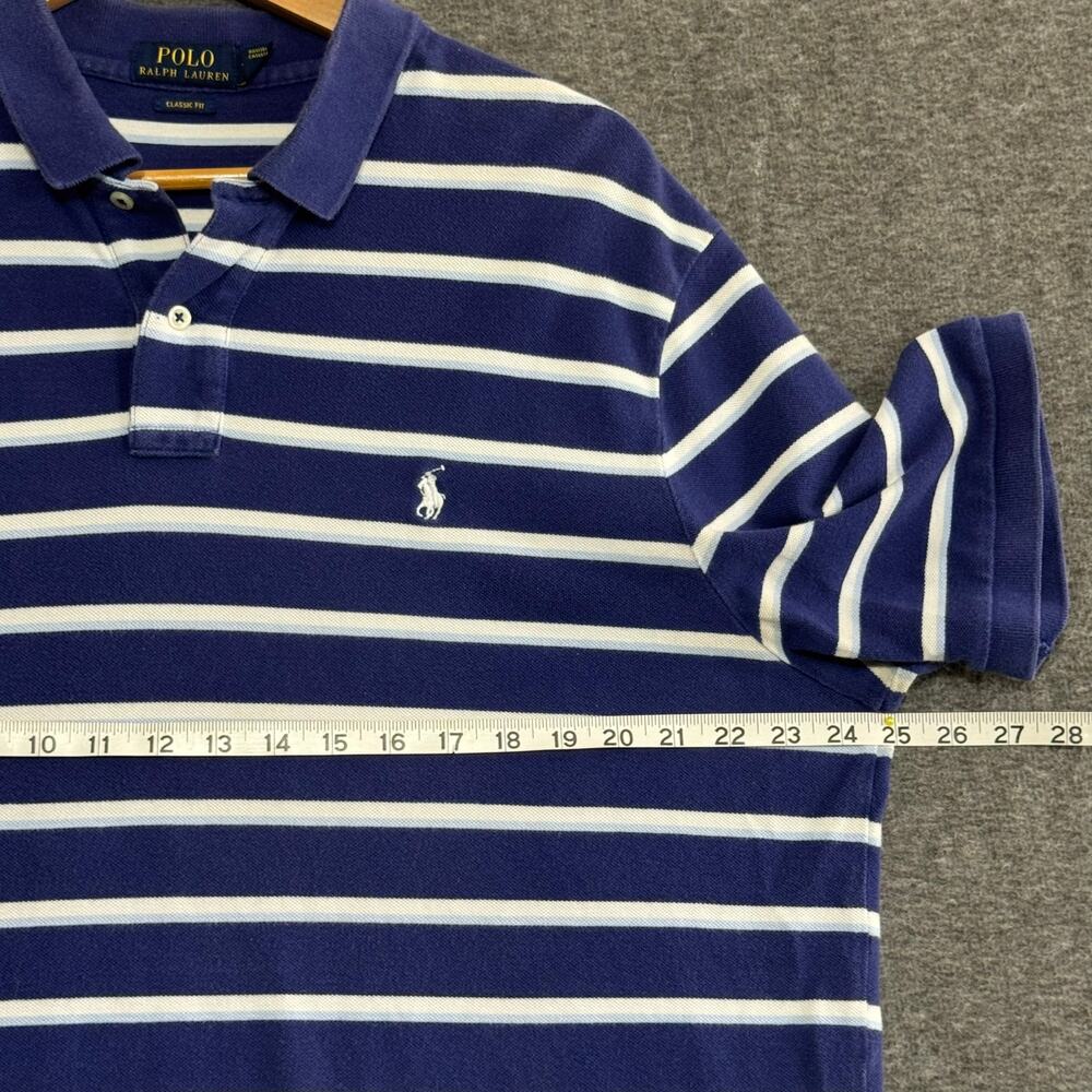 Polo Ralph‎ Lauren Mens Blue Striped Collared Short Sleeve Polo Shirt Size XL - Picture 5 of 10